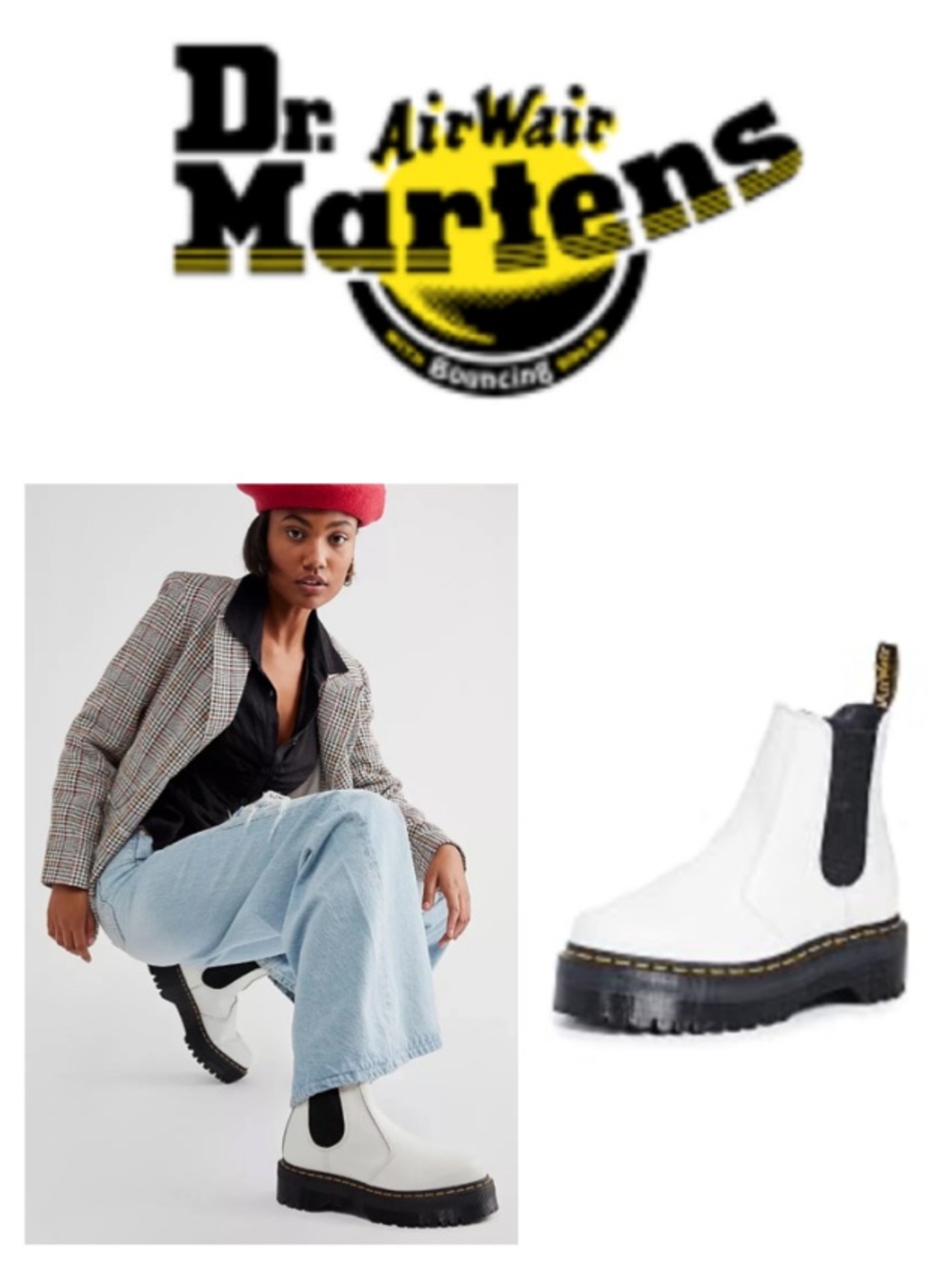Dr. Martens White 2976 Quad Chelsea Boots